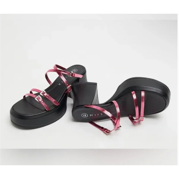 E8 by Miista Nara Pink Metallic Sandals 36 NEW - Picture 1 of 3